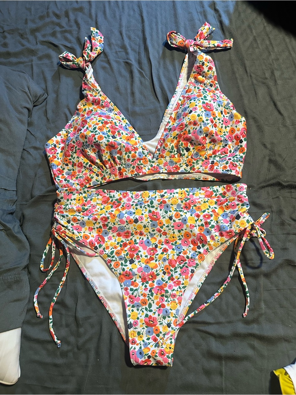 SHEIN Floral Tie-Shoulder Bikini Set - Multicolor